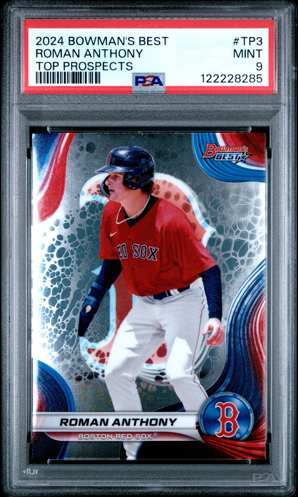Graded 2024 Topps Bowmans Best Roman Anthony #TP3 Top Prospects Rookie RC Baseball Card PSA 9 Mint