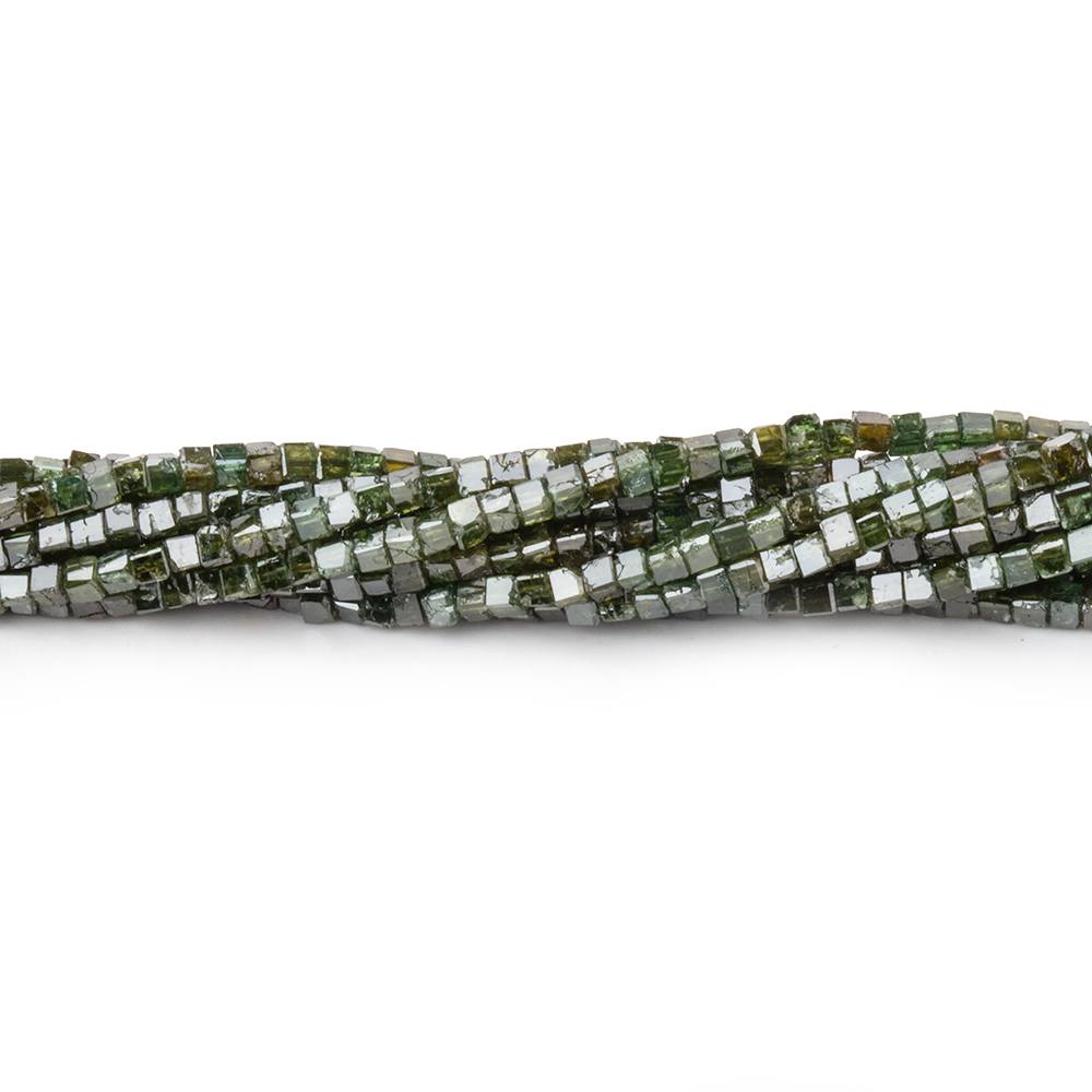 1-1.7mm Olive Green Diamond Unfaceted Cube Beads 15 inch 290 pieces (ONLINE ORDER ONLY)