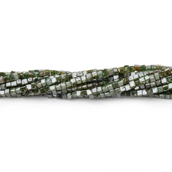 1-1.7mm Olive Green Diamond Unfaceted Cube Beads 15 inch 290 pieces (ONLINE ORDER ONLY)