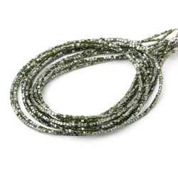 1-1.7mm Olive Green Diamond Unfaceted Cube Beads 15 inch 290 pieces (ONLINE ORDER ONLY)