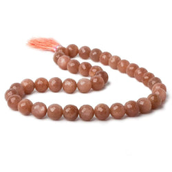 10-10.5mm Angel Skin Peach Moonstone Faceted Rounds 15 inch 38 beads AA (ONLINE ORDER ONLY)