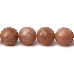 10-10.5mm Angel Skin Peach Moonstone Faceted Rounds 15 inch 38 beads AA (ONLINE ORDER ONLY)