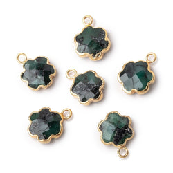10-11mm Gold Leafed Emerald Faceted Flower Focal Pendant 1 piece (ONLINE ORDER ONLY)