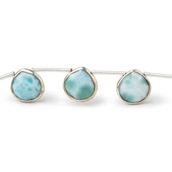 10-11mm Sterling Silver Bezel Larimar Faceted Hearts 6 inch 10 Beads (ONLINE ORDER ONLY)