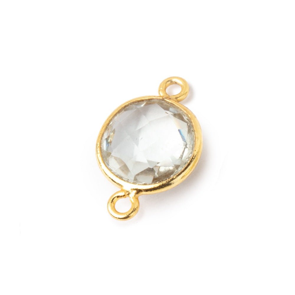 10-11mm Vermeil Bezel Prasiolite Faceted Coin Connector 1 piece (ONLINE ORDER ONLY)
