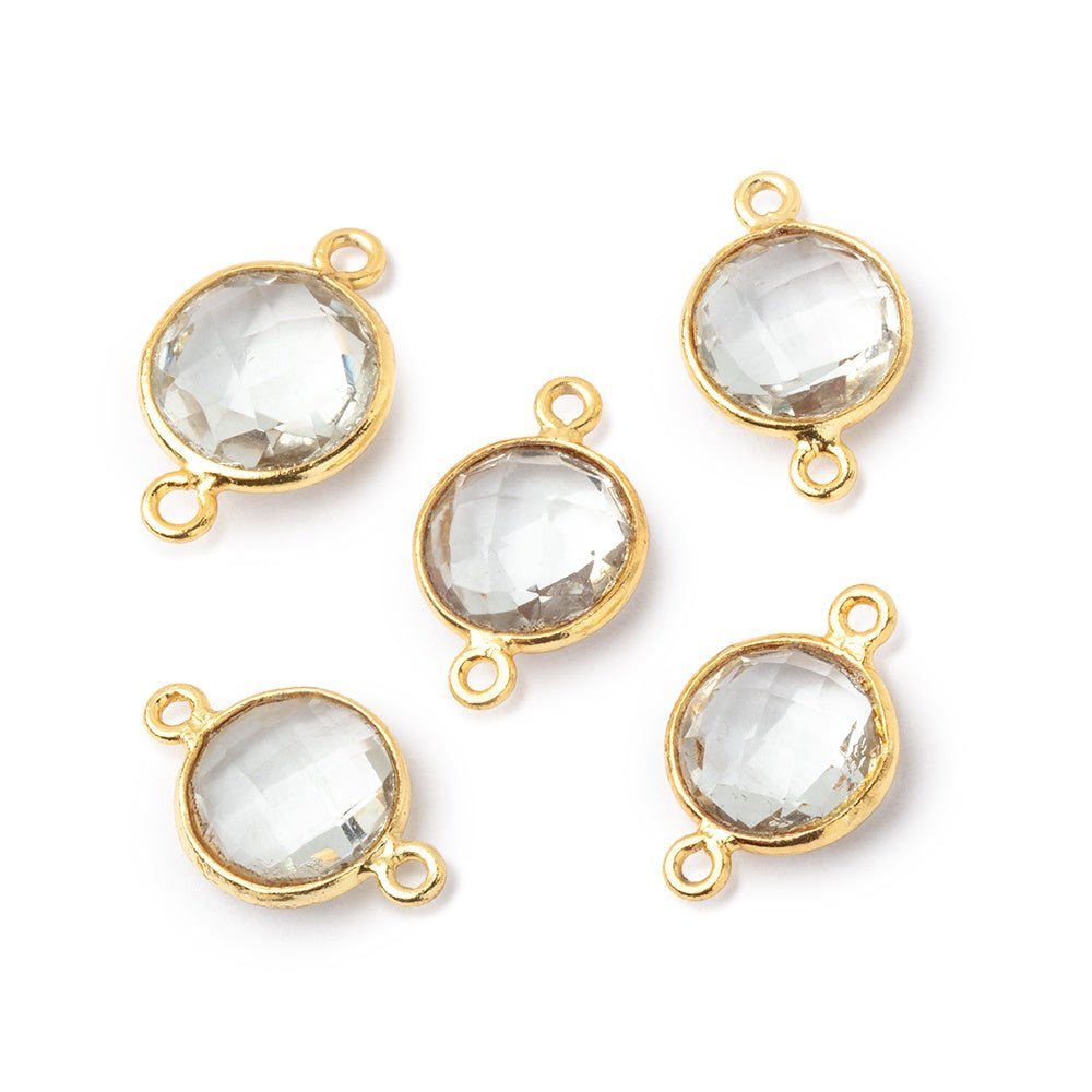 10-11mm Vermeil Bezel Prasiolite Faceted Coin Connector 1 piece (ONLINE ORDER ONLY)