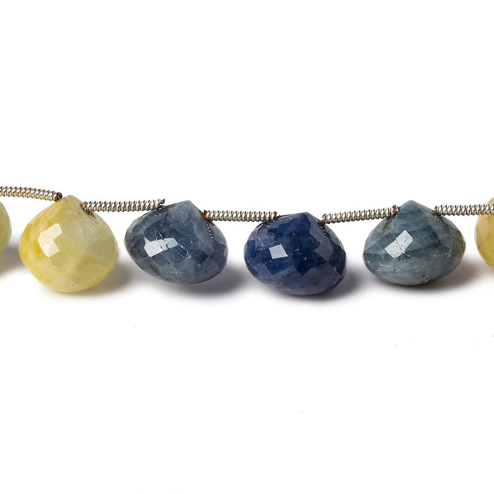 10-12mm Blue and Fancy Sapphire faceted Candy Kiss Beads 8 inch 17 pieces (ONLINE ORDER ONLY)