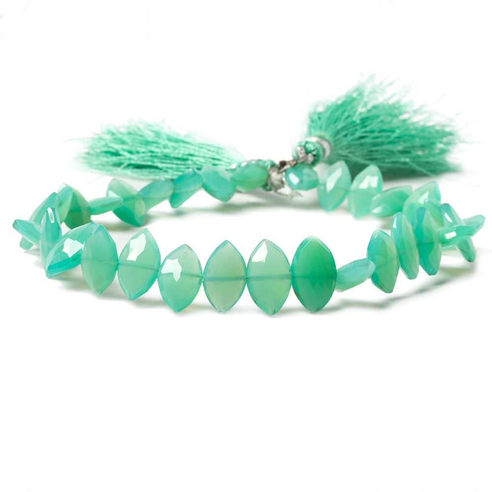 10-12mm Green Chalcedony Side Drilled Faceted Marquise Beads 8 inch 30 pieces (ONLINE ORDER ONLY)