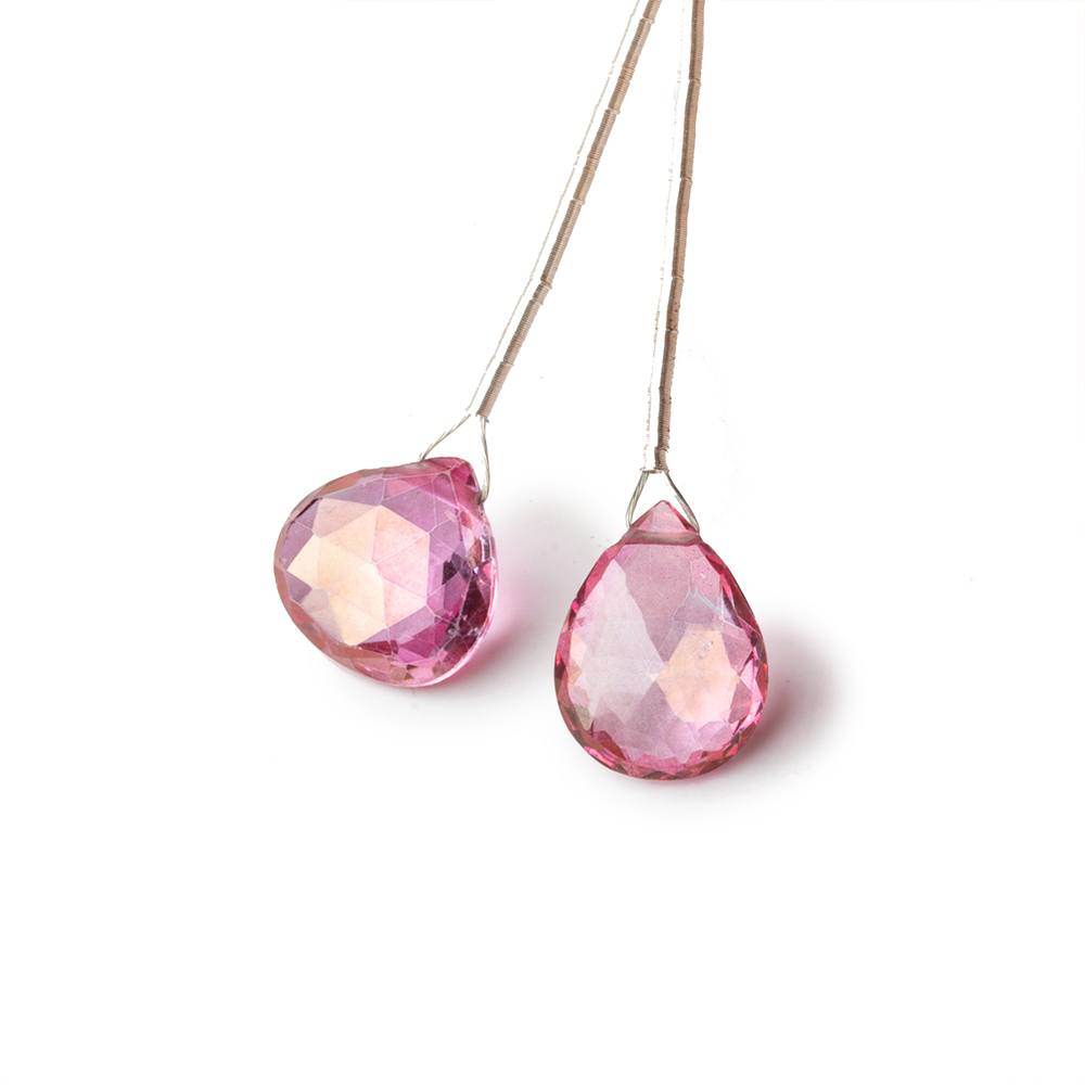 8-10 m Mystic Pink Topaz Faceted Pear & Heart Focal Bead Set of 2 (ONLINE ORDER ONLY)