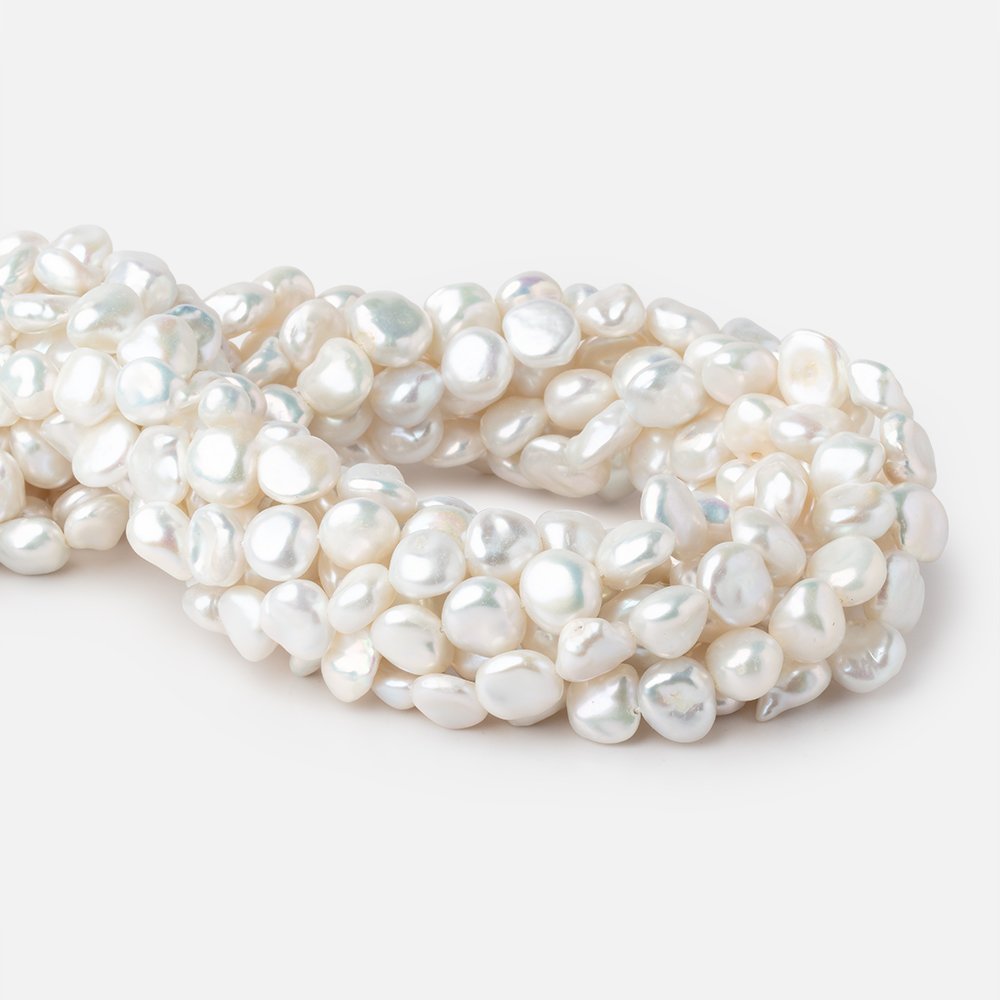 9mm Off White Keshi side drilled Freshwater Pearls 15.75 inch 40 Beads AAA (ONLINE ORDER ONLY)