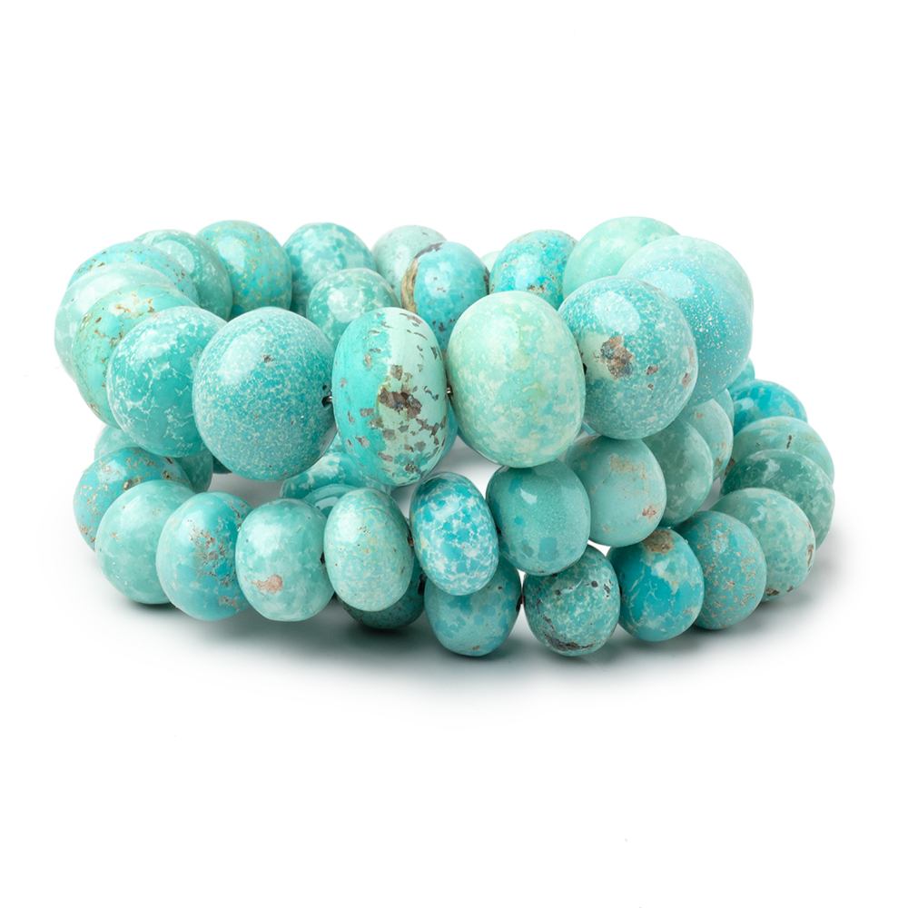 10-15.5mm Mongolian Turquoise Plain Rondelle 18 inch 53 Beads (ONLINE ORDER ONLY)