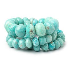 10-15.5mm Mongolian Turquoise Plain Rondelle 18 inch 53 Beads (ONLINE ORDER ONLY)