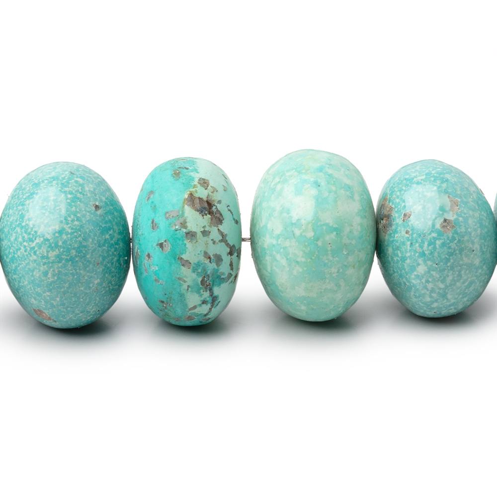 10-15.5mm Mongolian Turquoise Plain Rondelle 18 inch 53 Beads (ONLINE ORDER ONLY)