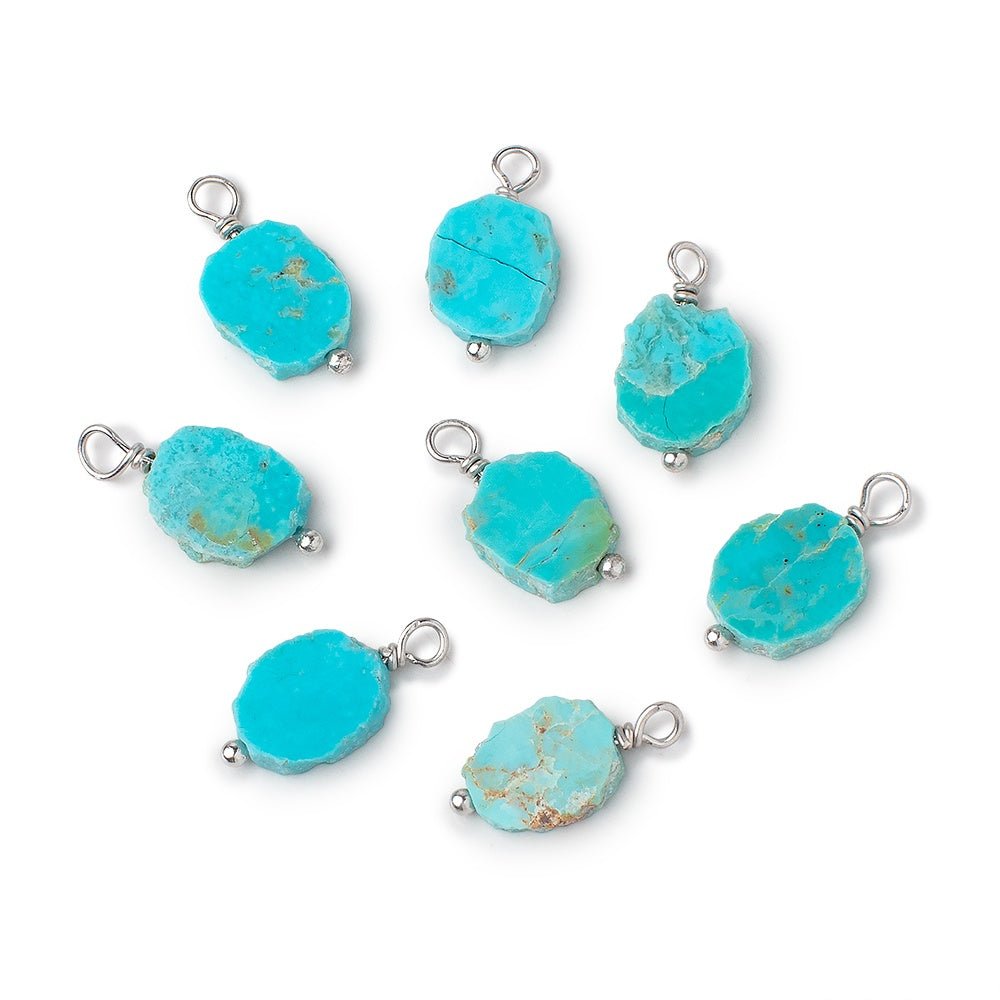10-15mm Silver Wire Wrapped Sleeping Beauty Turquoise Slice Pendant 1 piece (ONLINE ORDER ONLY)