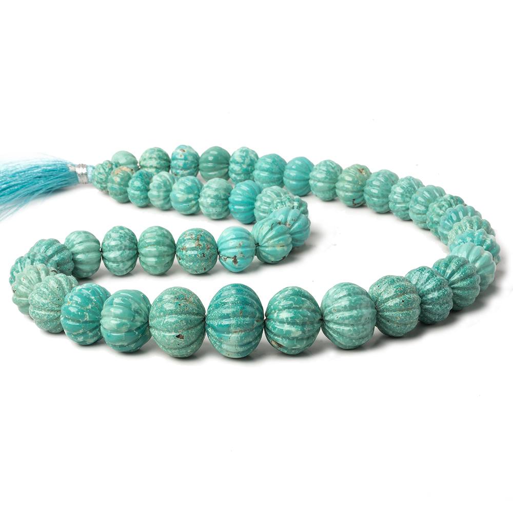10-17mm Turquoise carved melon rondelle beads 18 inch 46 pieces (ONLINE ORDER ONLY)