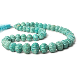 10-17mm Turquoise carved melon rondelle beads 18 inch 46 pieces (ONLINE ORDER ONLY)
