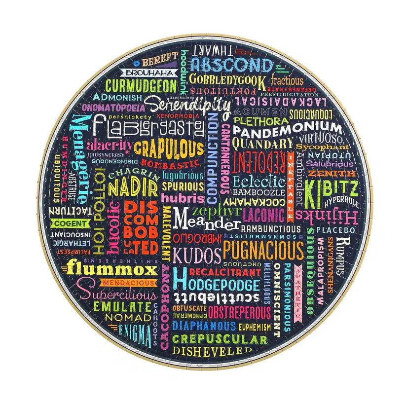 100 Great Words 500 Piece Round Jigsaw Puzzle eeBoo (ONLINE ORDER ONLY)