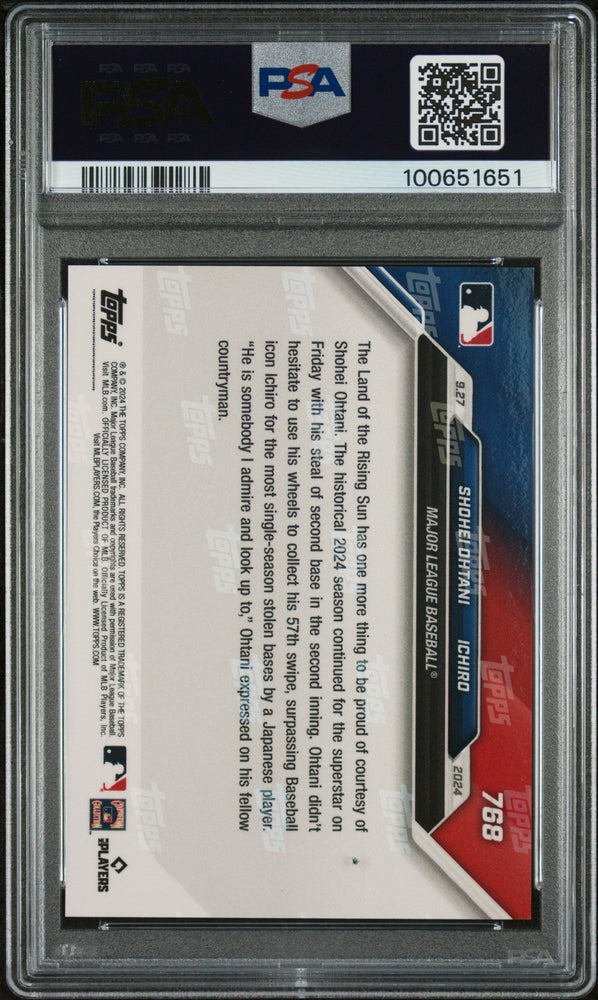 Graded 2024 Topps Now Shohei Ohtani/Ichiro #768 Baseball Card PSA 10 Gem Mint