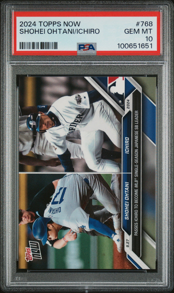 Graded 2024 Topps Now Shohei Ohtani/Ichiro #768 Baseball Card PSA 10 Gem Mint