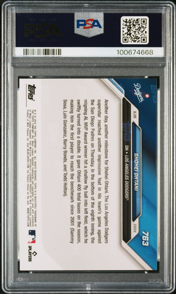 Graded 2024 Topps Now Shohei Ohtani #763 1st to Reach 400 Total Bases in Season Since 2001 Baseball Card PSA 10 Gem Mint