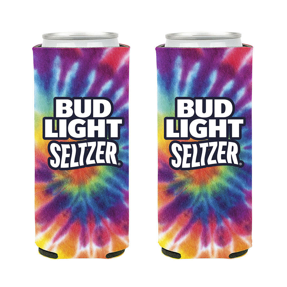 Tie Dye Bud Light Seltzer Cooler  Fits 12 oz Aluminum Slim Can Coozie Rainbow (Online Only)