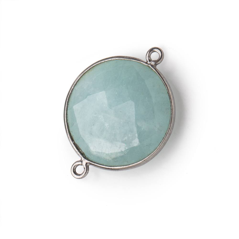 21mm Black Gold Bezeled Aquamarine Coin Focal Bead Connector 1 pc (ONLINE ORDER ONLY)