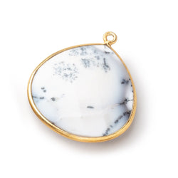26x26mm Vermeil Bezel Dendritic Opal Faceted Heart Focal Bead Pendant 1 piece