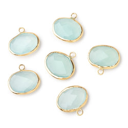 13x17mm Vermeil Bezeled Aqua Chalcedony Oval East West Pendant 1 piece (ONLINE ORDER ONLY)