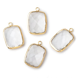 19x15mm Vermeil Bezeled Crystal Quartz faceted Cushion Focal Pendant 1 piece (ONLINE ORDER ONLY)