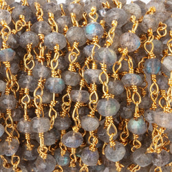 4mm Labradorite faceted rondelle Gold Chain by the foot 34 pieces (ONLINE ORDER ONLY)