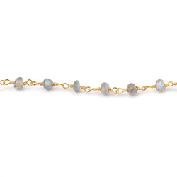 4mm Labradorite faceted rondelle Gold Chain by the foot 34 pieces (ONLINE ORDER ONLY)