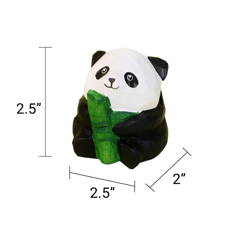 Hand-Carved Wooden Panda Figurine – Cute Handmade Decor with Mini Accessories (ONLINE ORDER ONLY)