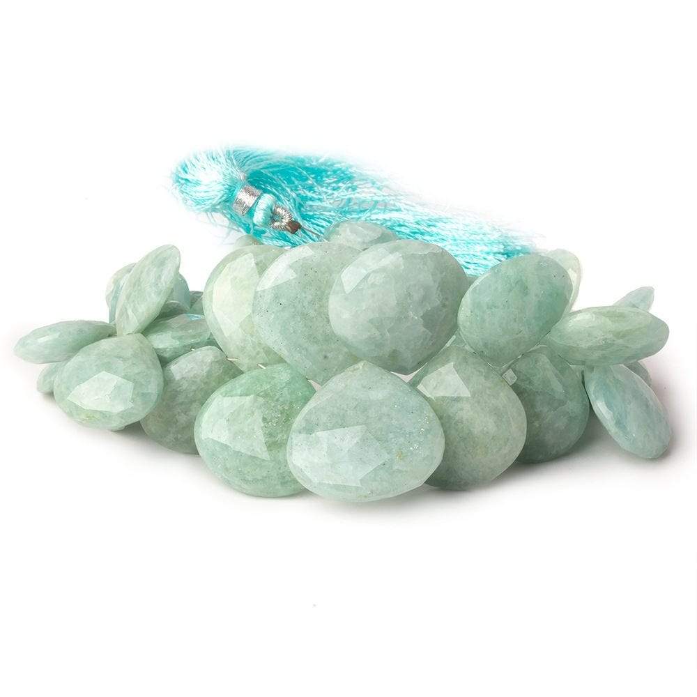 10mm-21mm Milky Aquamarine Faceted Heart Beads 8 inch 39 pieces (ONLINE ORDER ONLY)