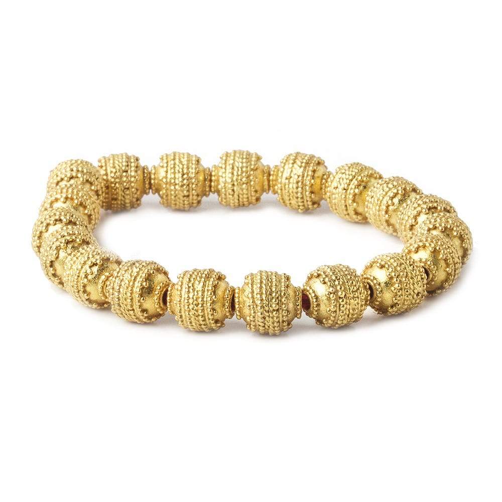 10mm 22kt Gold Plated Copper Bead Round Concentric Miligrain 8 inch 18 pieces (ONLINE ORDER ONLY)