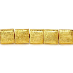 10mm 22kt Gold plated Copper Brushed Cube Beads 8 inch 19 pieces (ONLINE ORDER ONLY)
