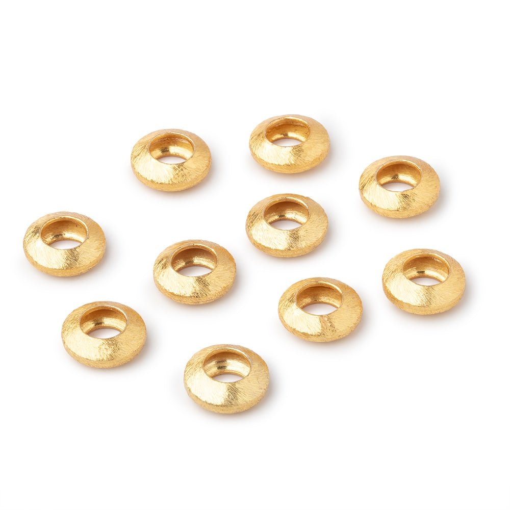 10mm 22kt Plated Copper Brushed Disc Large Hole Beads Set of 10 pieces (ONLINE ORDER ONLY)
