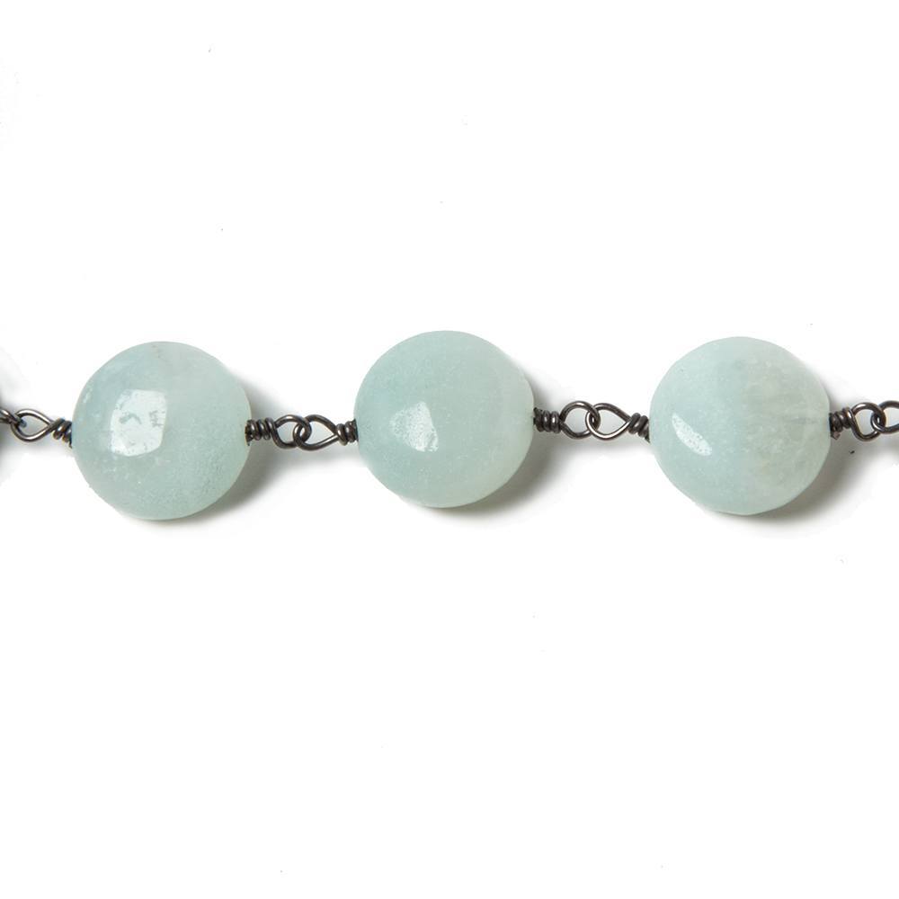 10mm Amazonite plain coin Black Gold plated Chain by the foot 20 pieces (ONLINE ORDER ONLY)
