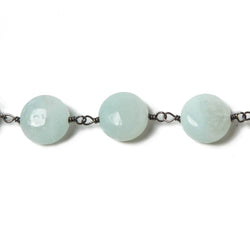 10mm Amazonite plain coin Black Gold plated Chain by the foot 20 pieces (ONLINE ORDER ONLY)