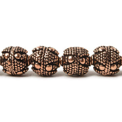 10mm Antiqued Copper Bead Bead Round Miligrain Triangle and Dots 8 inch 18 pcs
