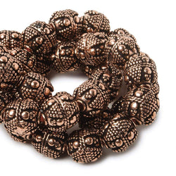 10mm Antiqued Copper Bead Bead Round Miligrain Triangle and Dots 8 inch 18 pcs