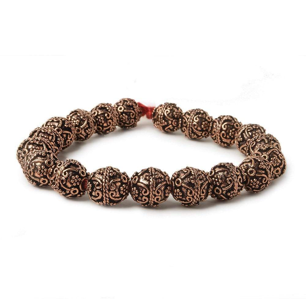 10mm Antiqued Copper Beads Roval Victorian Swag 8 inch 18 pcs (ONLINE ORDER ONLY)