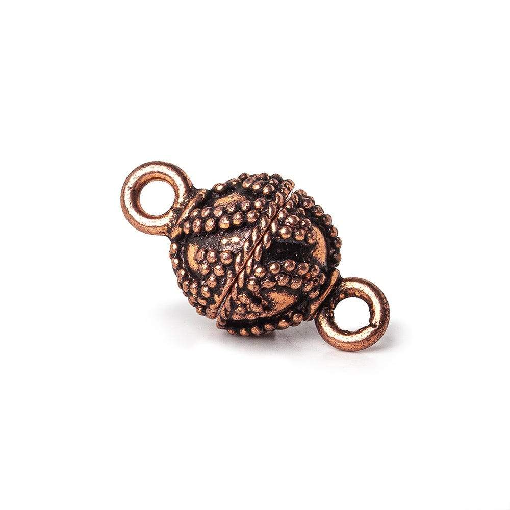 10mm Antiqued Copper Round Miligrain Pattern Magnetic Clasp Set of 2 (ONLINE ORDER ONLY)