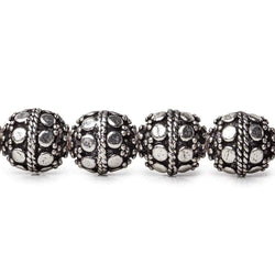 10mm Antiqued Sterling Silver Plated Copper Bead Roval, Dots 8 inch 20 pieces (ONLINE ORDER ONLY)