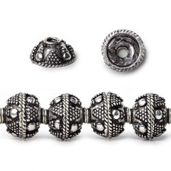 10mm Antiqued Sterling Silver Plated Copper Roval Miligrain Triangle & Plain Circle 8 inch 44 beads (ONLINE ORDER ONLY)