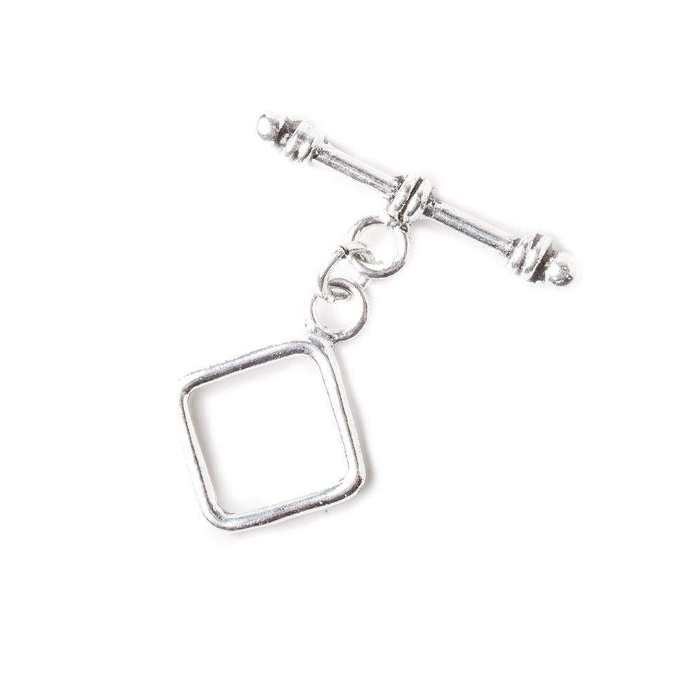 10mm Antiqued Sterling Silver Toggle Plain Diamond  Design 1 piece (ONLINE ORDER ONLY)