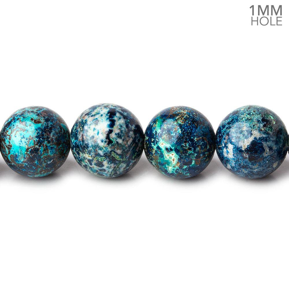 10mm Chrysocolla plain round large hole beads 15.5 inch 41 pieces A (ONLINE ORDER ONLY)