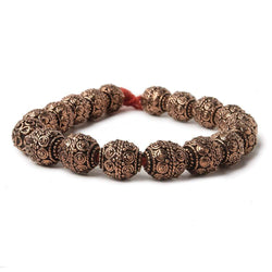 10mm Copper Bead Bead Round Concentric Circles 8 inch 18 pcs
