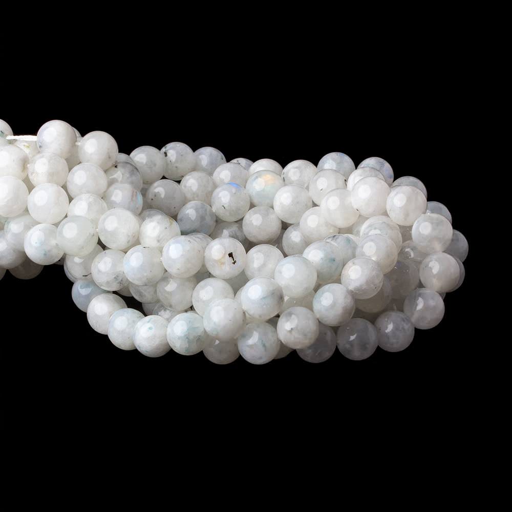 10mm Dendritic Rainbow Moonstone plain rounds 16 inch 40 beads A (ONLINE ORDER ONLY)