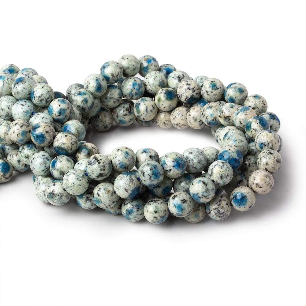 10mm K2 Azurite Granite "K2 Jasper" plain rounds 15 inch 40 beads (ONLINE ORDER ONLY)
