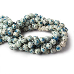 10mm K2 Azurite Granite "K2 Jasper" plain rounds 15 inch 40 beads (ONLINE ORDER ONLY)